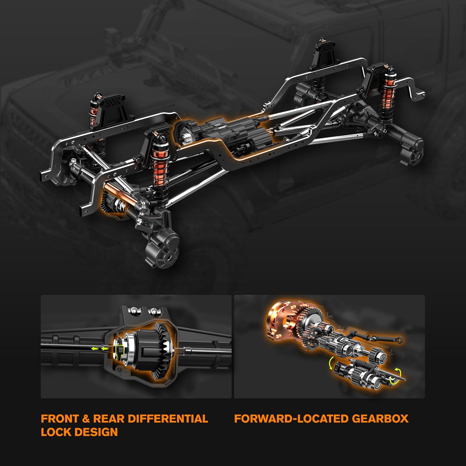 CROBOLL RLAARLO 1/7 MK07 V2 Brushless RC Rock Crawler, All-Metal 4X4 Off-Road RC Truck for Adults, Waterproof All Terrain RTR RC Cars with 140A FOC ESC, 90mm Ground Clearance Portal Axle(Black)