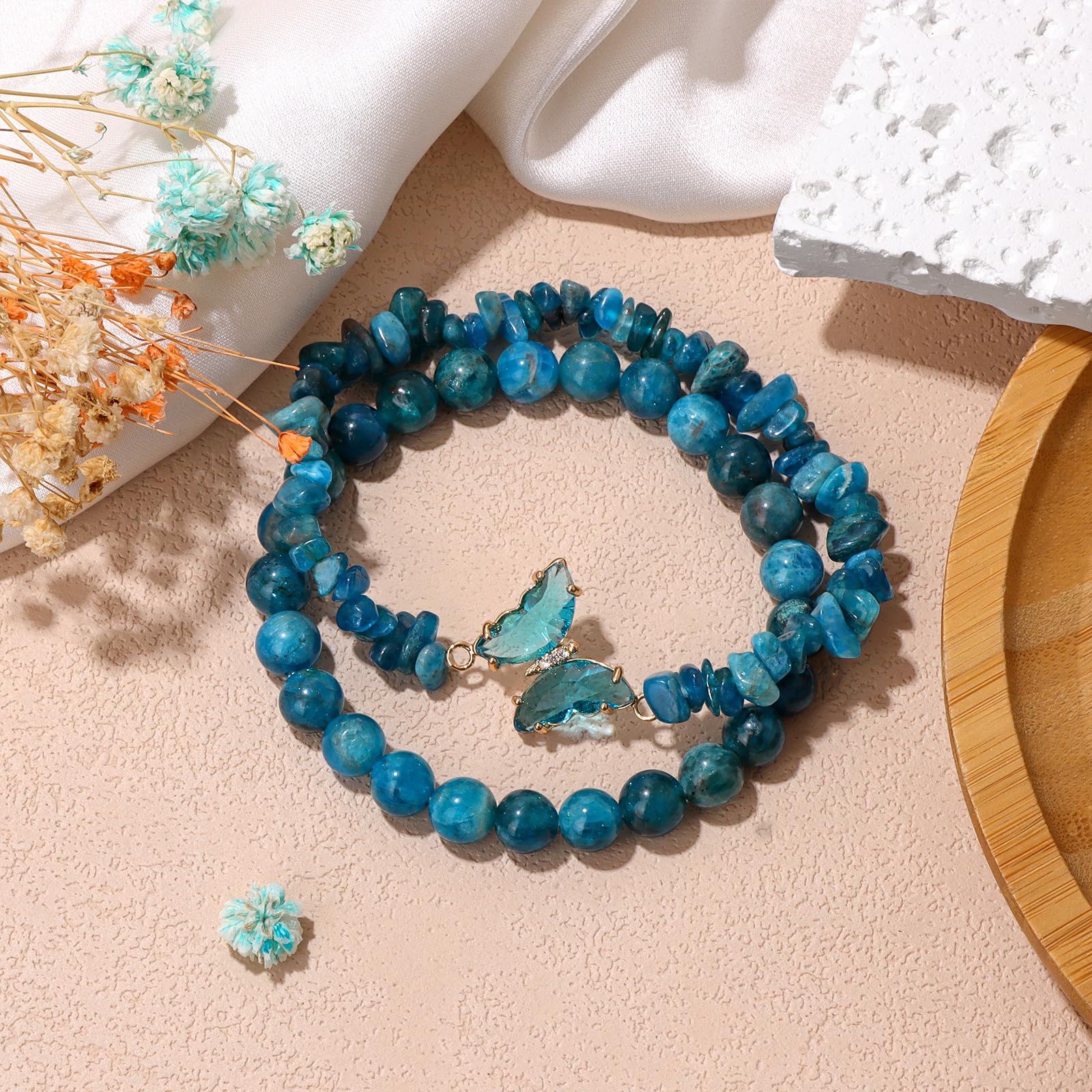 Braccialetto di Ametista per Donna, Braccialetti Anti-ansia con Perline di Ametista, ciondoli a Farfalla, Braccialetti a Strati di Pietre per Donna