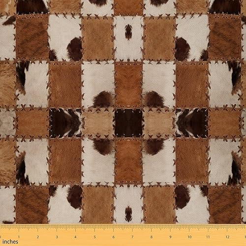 Feelyou The Yard - Tela de tapicería de piel de vaca de The Yard, tela de tapicería de piel de vaca para sillas, granja occidental de granja de