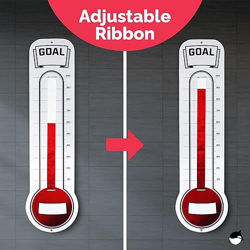 Miniatura 2 de Termómetro de recaudación de fondos, rastreador de objetivos, termómetro montado en la pared, termómetro gigante de objetivos de ventas con