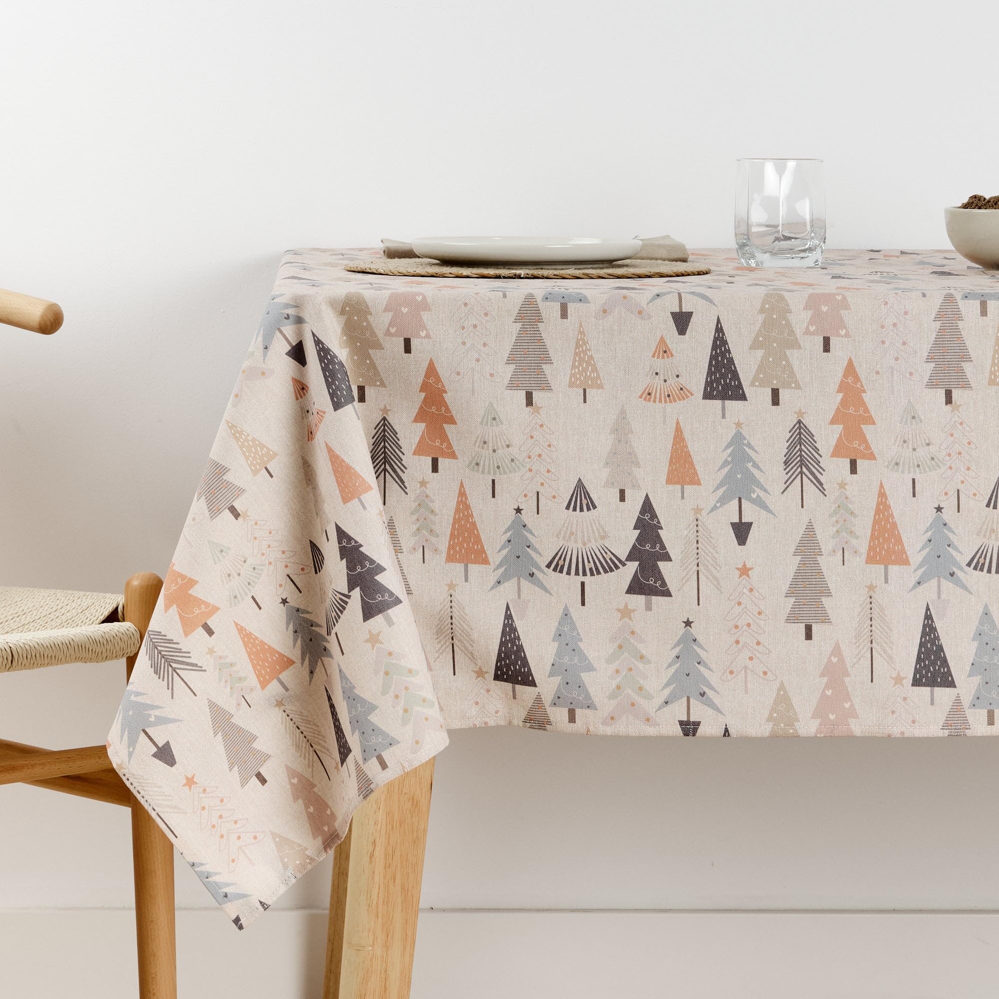 BELUM | Mantel Navidad 100x140 cm Antimanchas 100% algodón resinado, Mantel NO Hule, Mantel Tacto algodón, Mantel Impermeable, Mantel Antimanchas Repelente líquidos