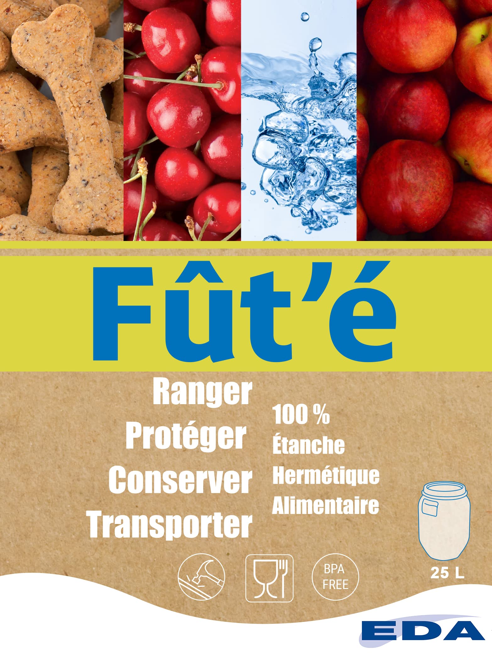 EDA Barile Alimentare, Poli propilene, Naturale, 29 x 29 x 47, 25 unità