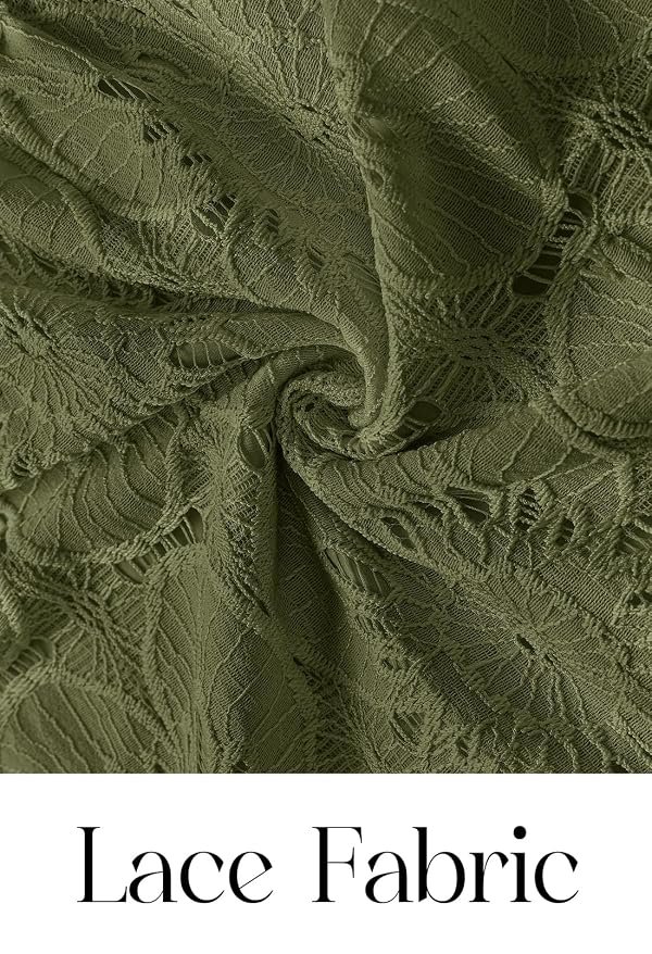 MEROKEETY Women's Fall Eyelet Lace Floral Maxi Dress, ArmyGreen, S by MEROKEETY - Used condition - Image 4