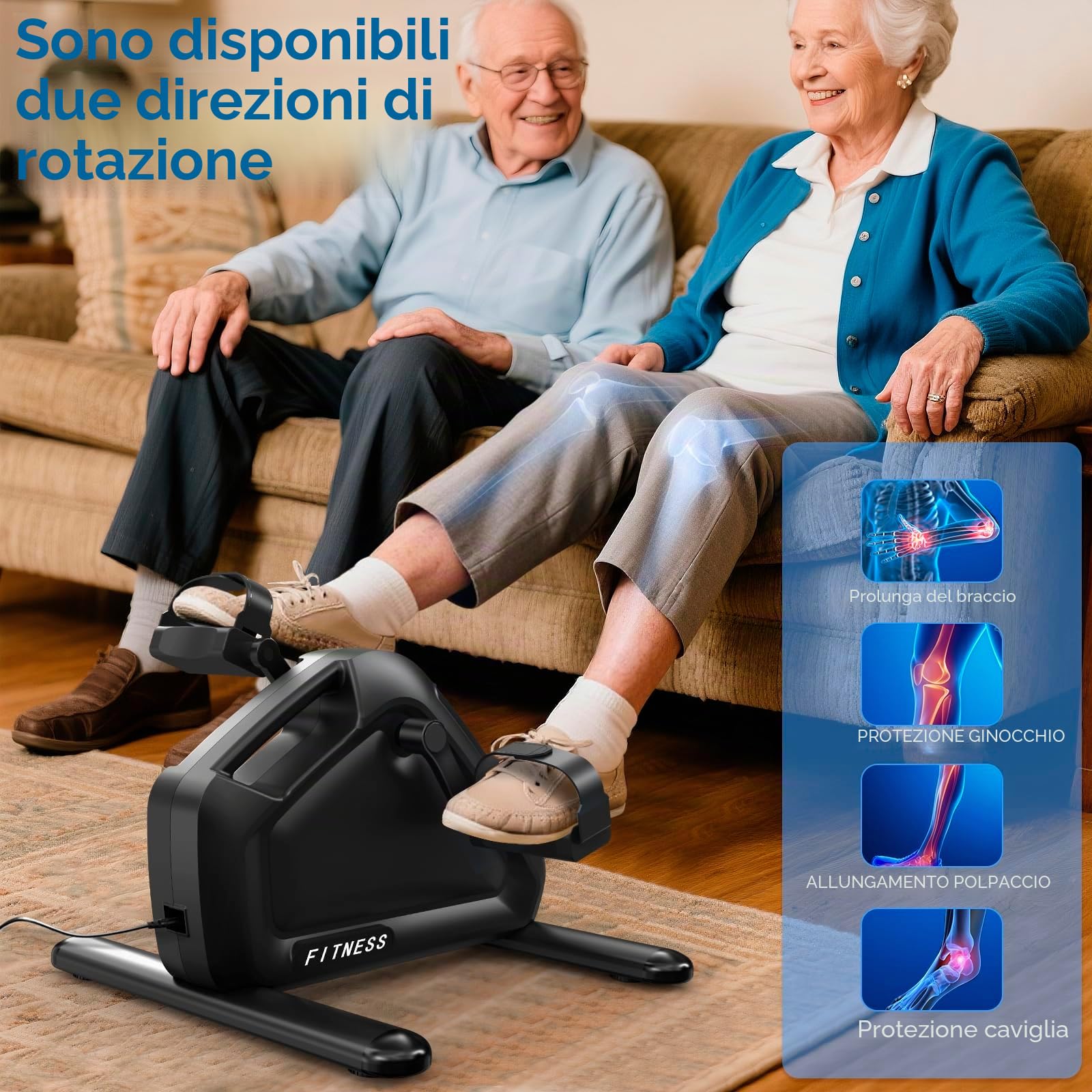 Pedaliera Riabilitazione Elettrico Per Anziani, 10 Livelli Velocità Cyclette Da Ufficio Per Braccia E Gambe, Telecomando Con Motore Silenzioso, Per Anziani E Lavoratori