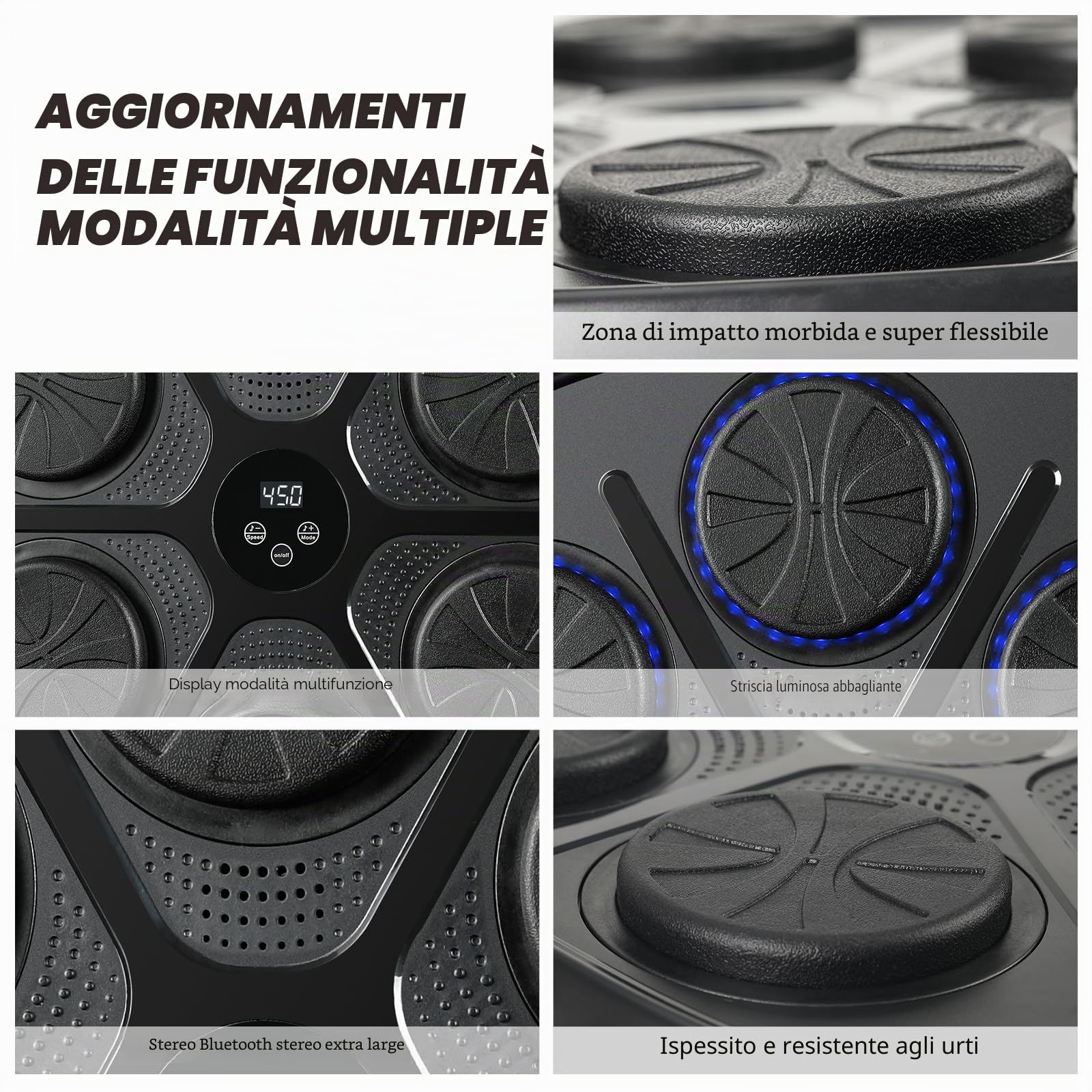 Music Boxing Machine, Macchina da Boxe Musicale per Il Montaggio a Parete con Guantoni da Boxe, 9 modalità di velocità e modalità di Conteggio, Beat Punch per Il Rilascio dello Stress
