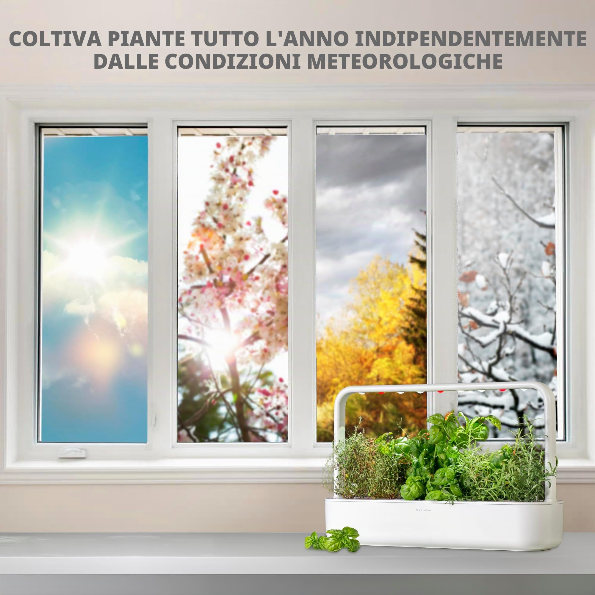 Click & Grow Serra Smart da Interno, Kit Completo con 9 Capsule di Terreno, Illuminazione e Irrigazione Automatica, Idroponica Semplificata