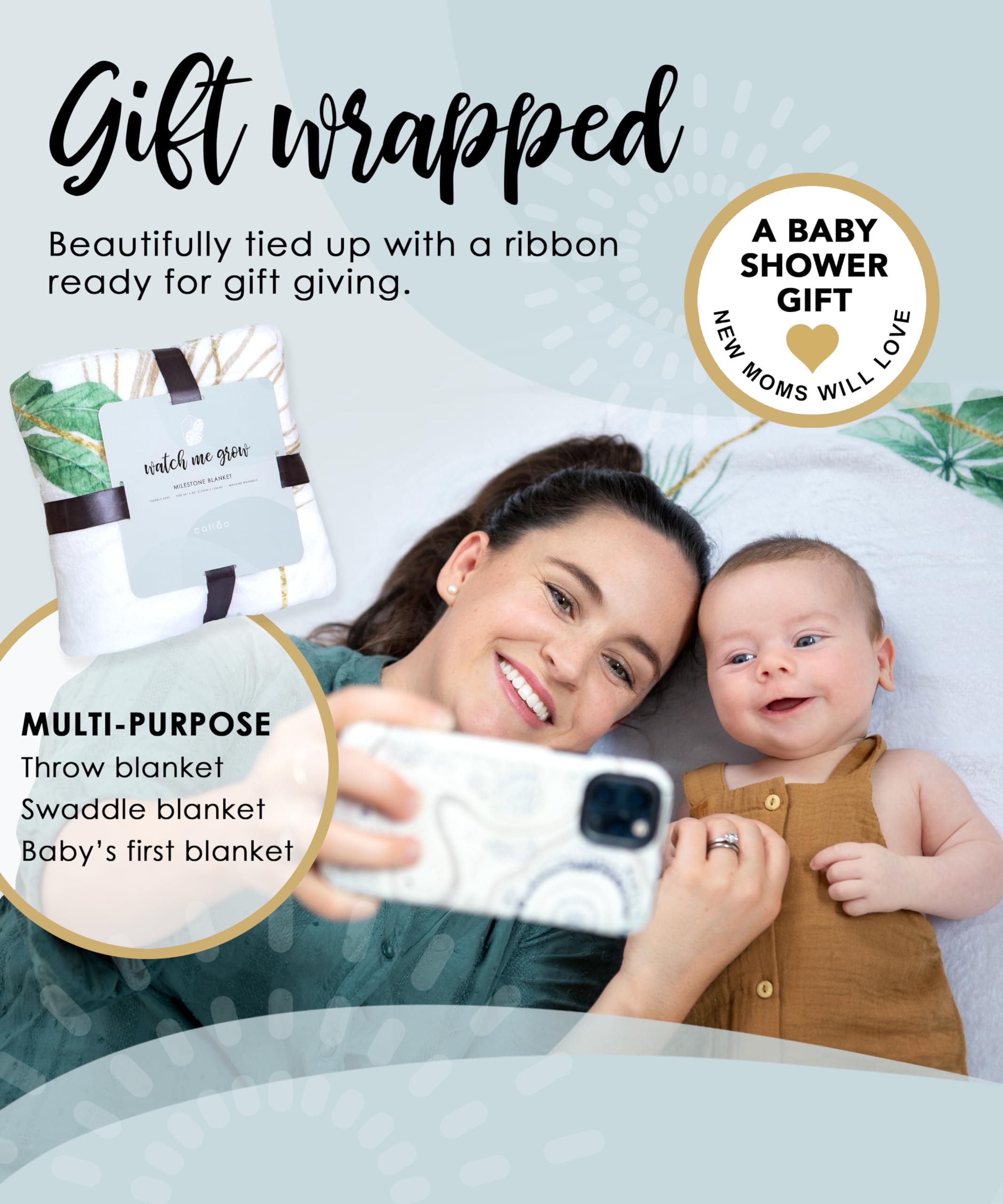 Manta mensual para bebé niño – Extra acogedora 46 x 46 pulgadas – Accesorio mensual perfecto para fotos para capturar recién nacidos a 12 meses de crecimiento – Unisex