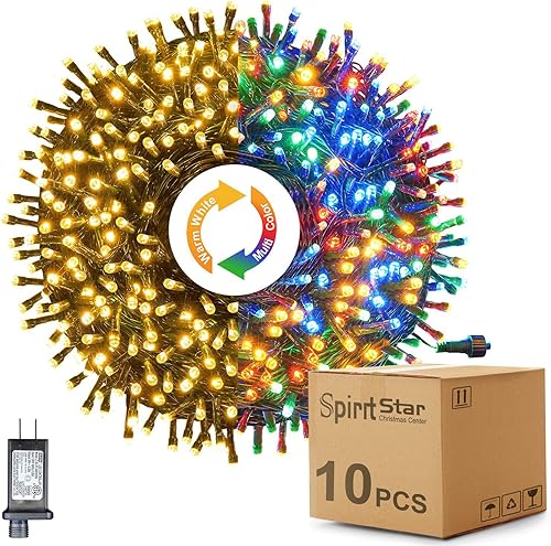 Miniatura 15 de Tira de luces de Navidad para exteriores, 108 pies, 300 luces LED con 8 modos y control remoto con temporizador, conectable de extremo a extremo,