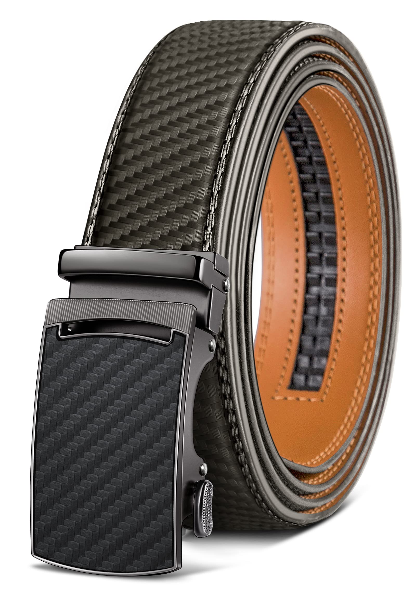 KEMISANT Cintura Uomo, Cintura Pelle con Chiusura Automatica a Cricchetto per Tailleur,Larghezza 35 mm,Taglia Regolata
