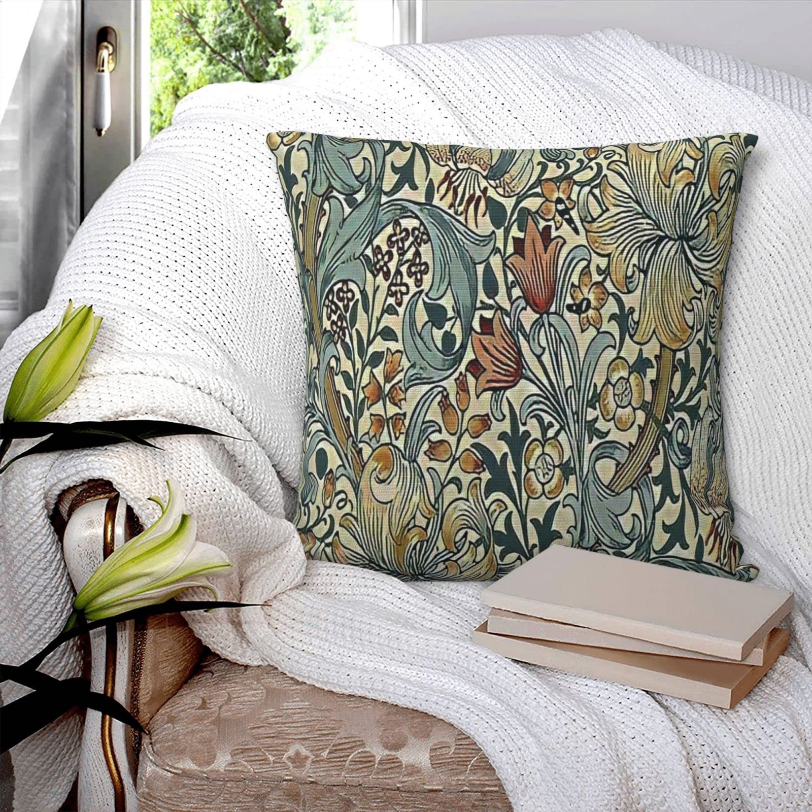 Amazon.com: Dripglw William Floral Design 8 Morris Throw Pillow