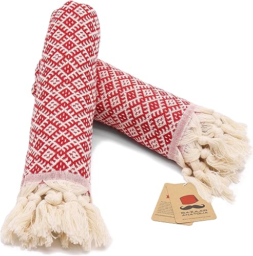 Bazaar Anatolia Juego de 2 toallas de mano turcas con lazo para colgar, toallas decorativas para baño, 100% algodón, decoración bohemia de granja,