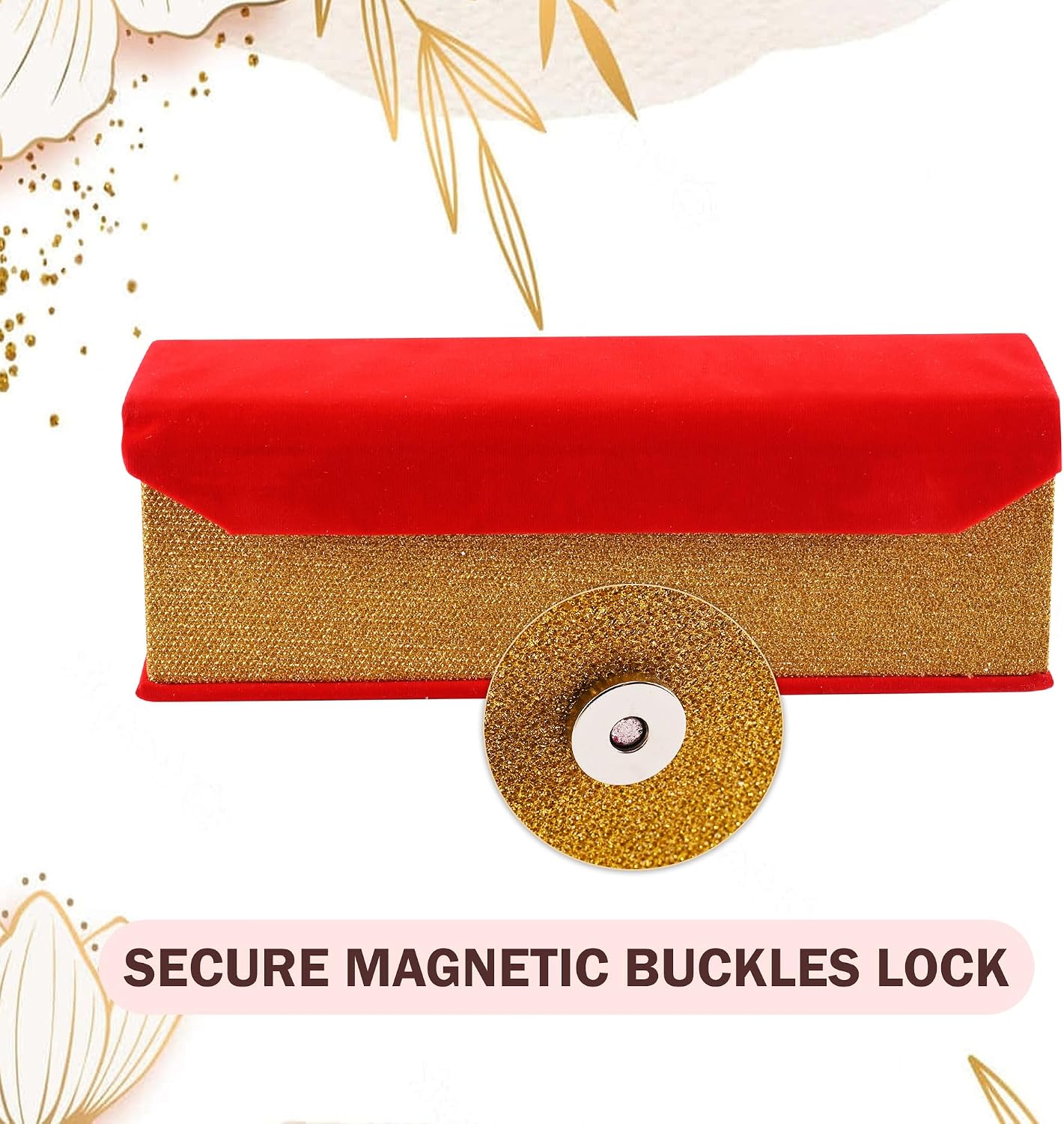 Kuber Industries Jewelry Bangle Box | Jewellery Case Organizer (1 Rod) Bangles Box for Women | Velvet Jewelry Box | Storage Organizer | Watch Organizer With Magnetic Buckles | Red