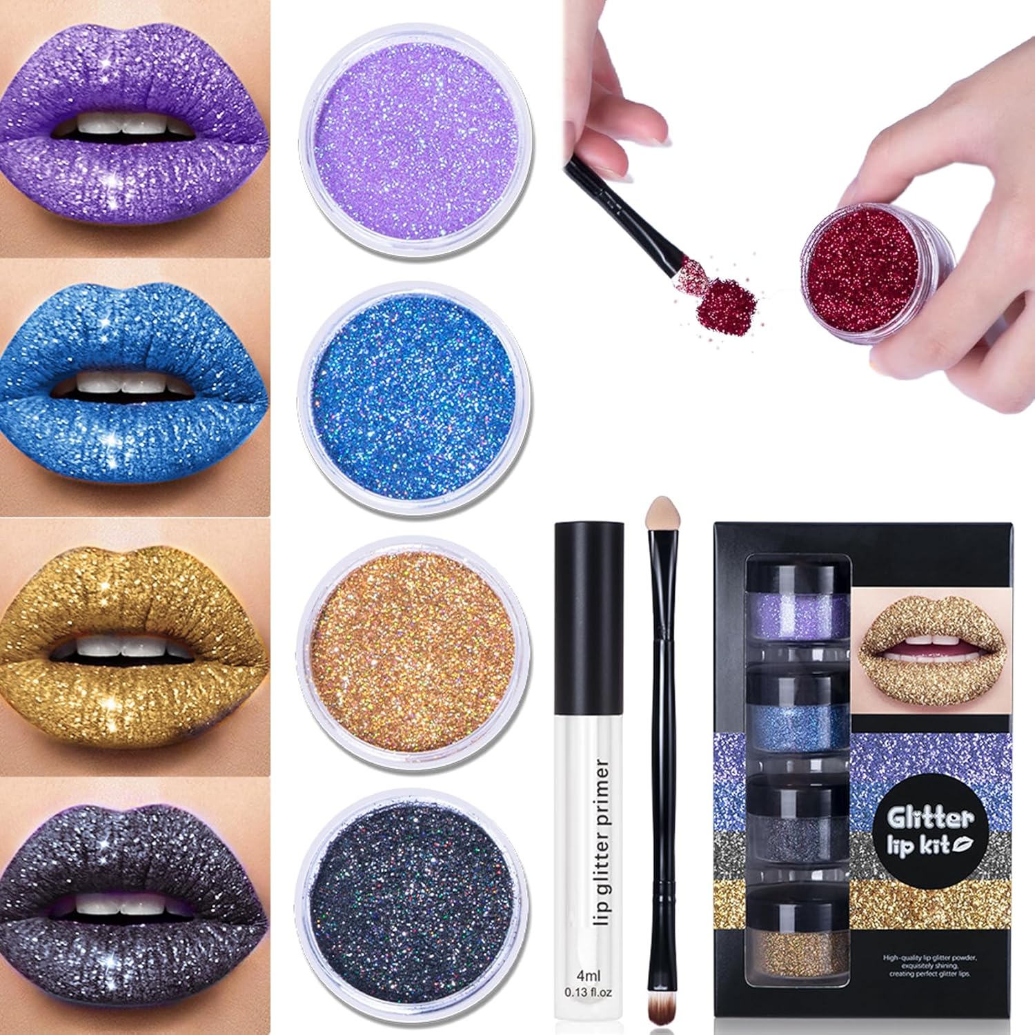 TETGSET Kawaii Kisses Glitter Lip Kit, 2023 New Glitter