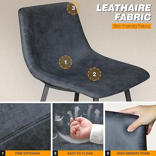 Miniatura 8 de 5Rcom Juego de 2 taburetes de bar de 600 libras de altura de mostrador, taburetes de bar Leathaire de 24 pulgadas con respaldo, sillas de bar con