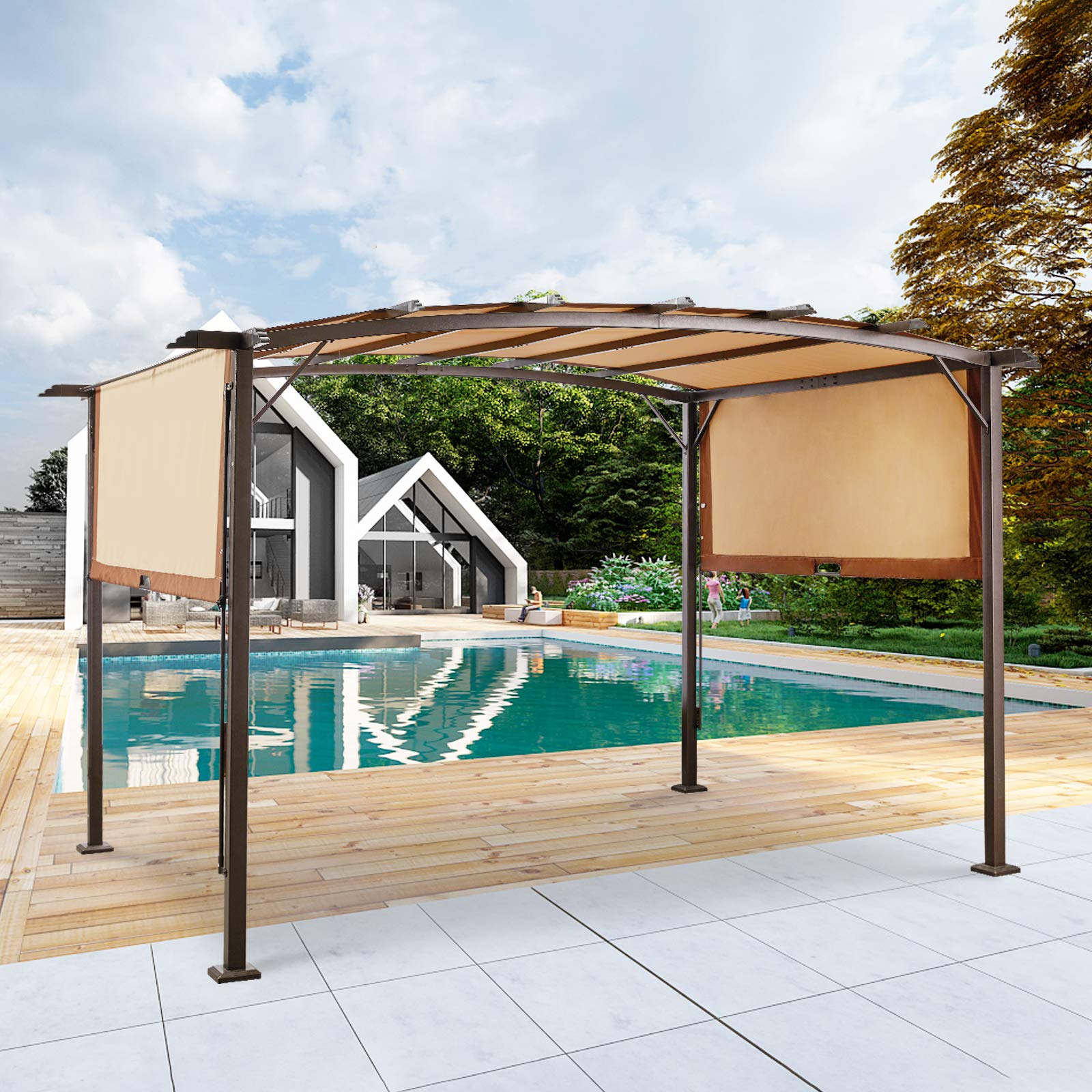 Buy AECOJOY 12ft X 9ft Outdoor Pergola and Gazebo, Outdoor Steel