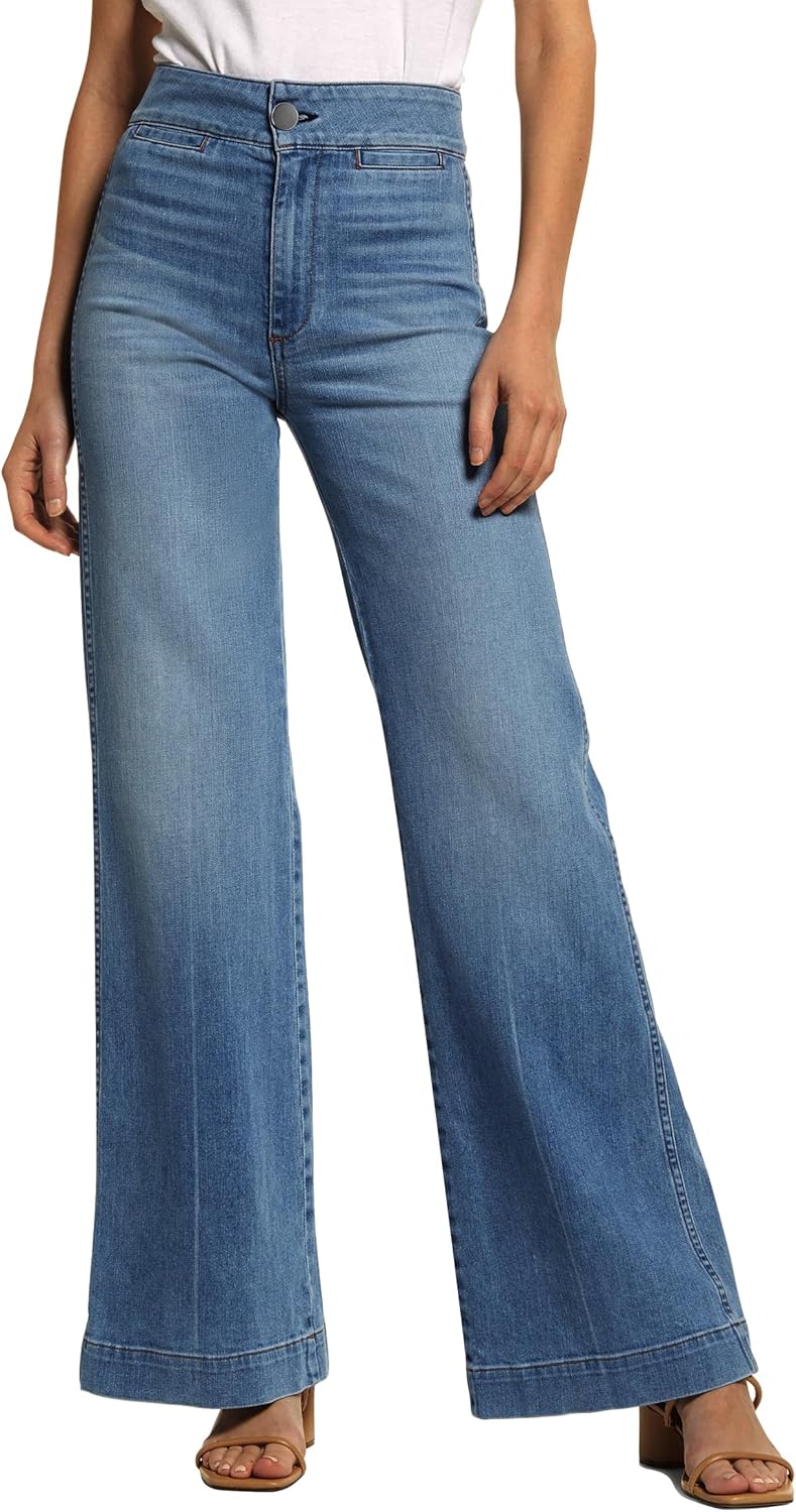 High Waisted Wide Leg Jeans Stretchy Flare Jeans for Women Loose Baggy Denim Pants with Pockets Y2K Trendy
