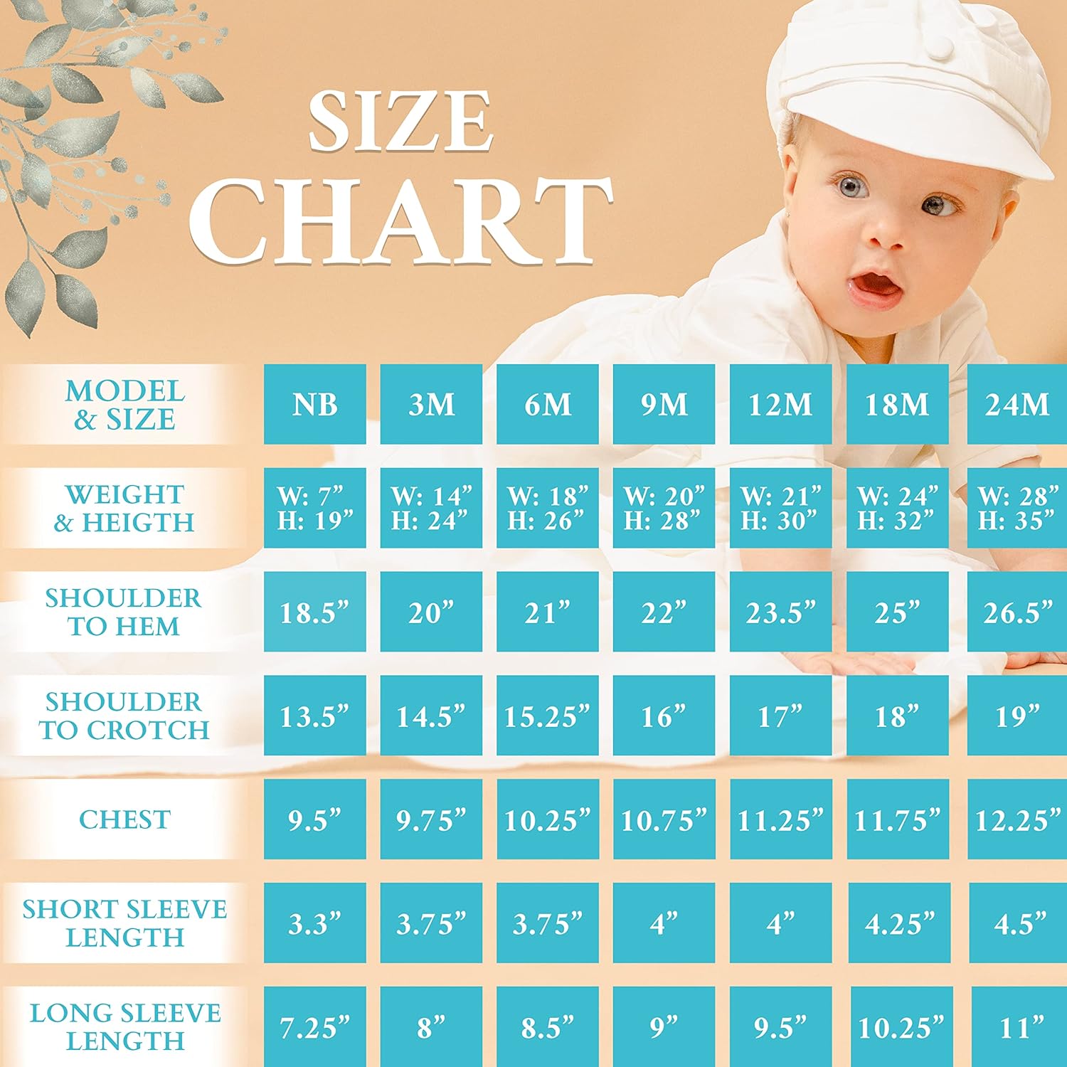 Carriage Boutique Baby Boys Satin White Long Christening & Baptism Gown with Matching Hat