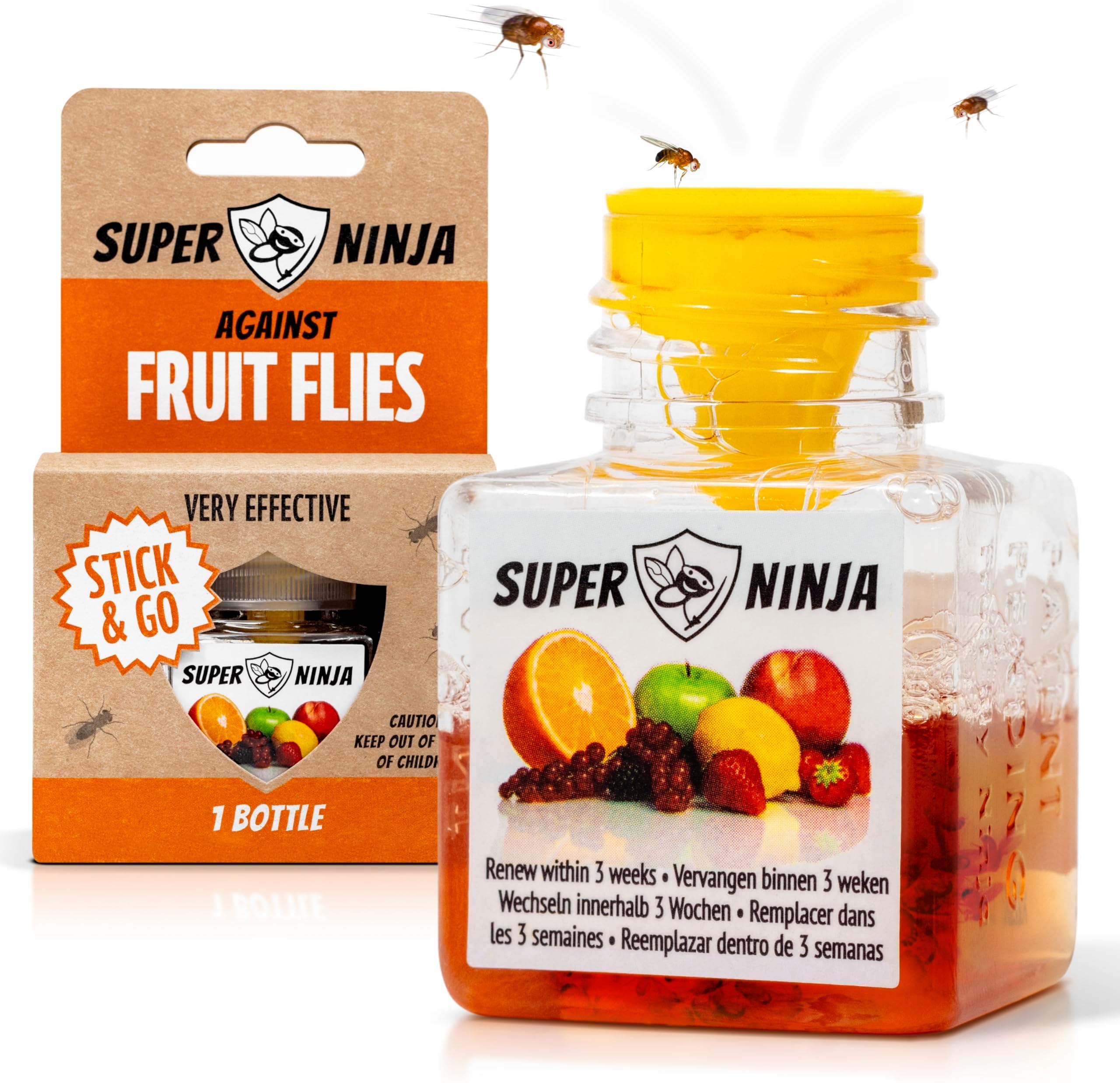 Fruit Fly Traps for Indoors - 1 Pack, Highly Effective Fruit Fly Catcher for Indoor Use for Home & Kitchen, Up to 3 Weeks of Performance per Bottle, Kid & Pet Friendly