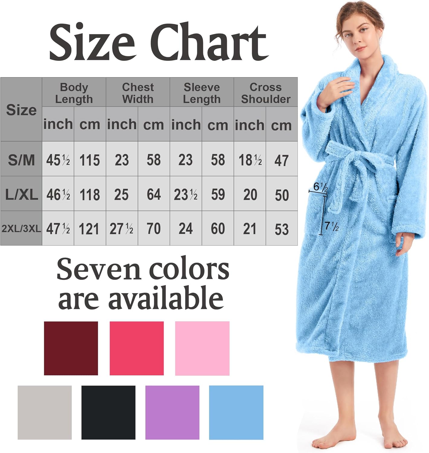 Inner Wish Womens Plush Fleece Robe, Cozy Warm Bathrobe Fuzzy Female Spa Robe With Pockets - Image 6