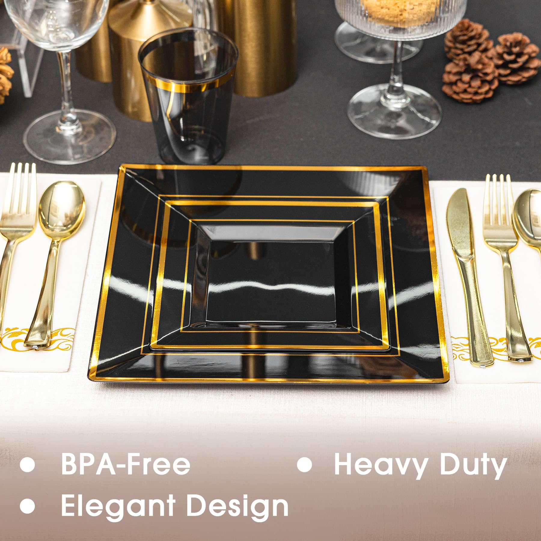 Black & Gold Disposable Plates - 350 Pack -6