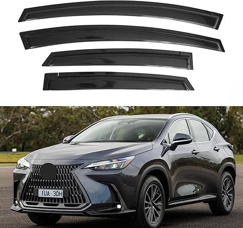 Miniatura 70 de IG - Visera para ventana de automóvil, protector contra la lluvia, el sol y el viento, con cinta adhesiva, deflector extraduradero para ventana