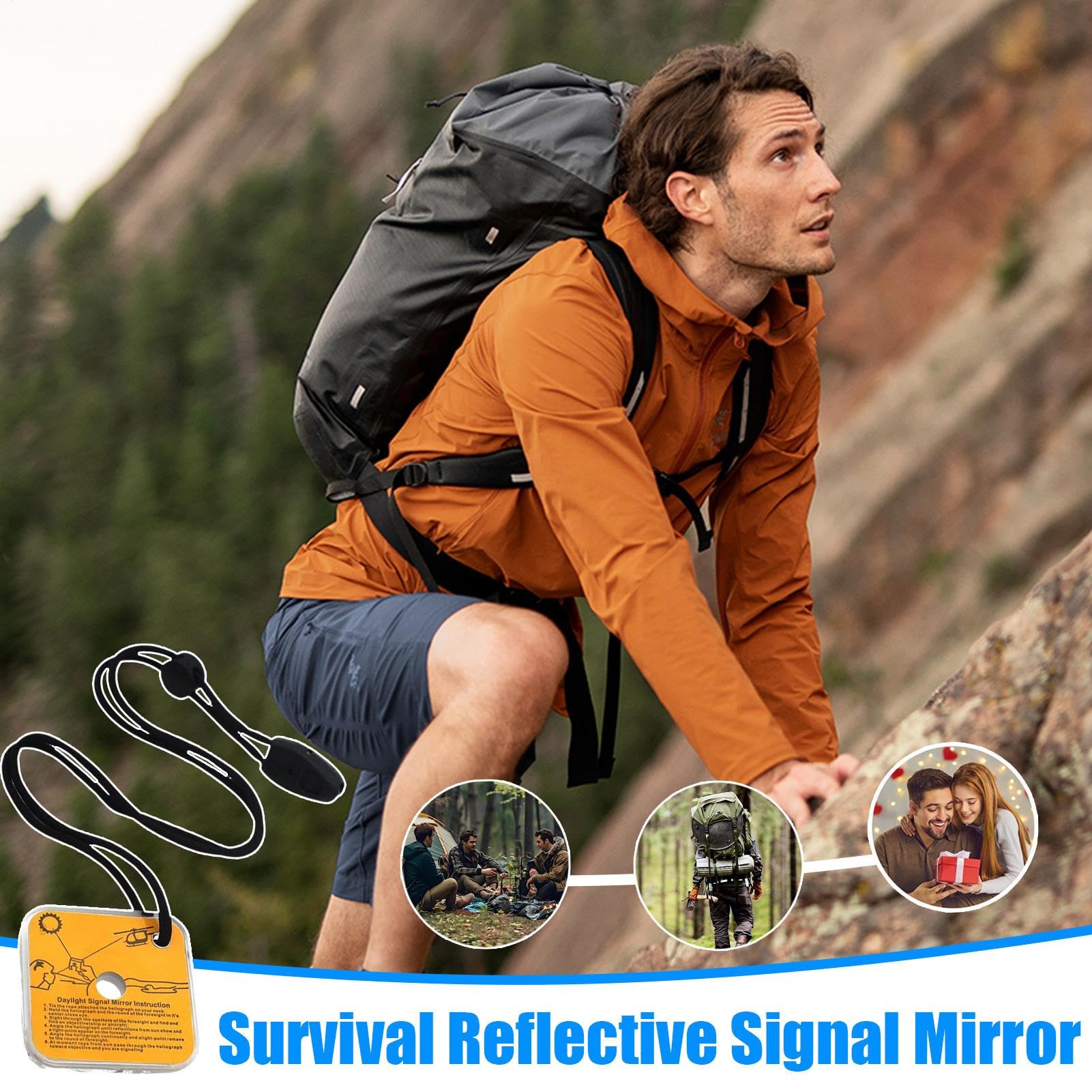 Survival Mirror, Outdoor Signal Mirror, Lightweight Outdoor Survival Technologies, Small Signal Mirror for Holidays, Car, Outdoor Adventures