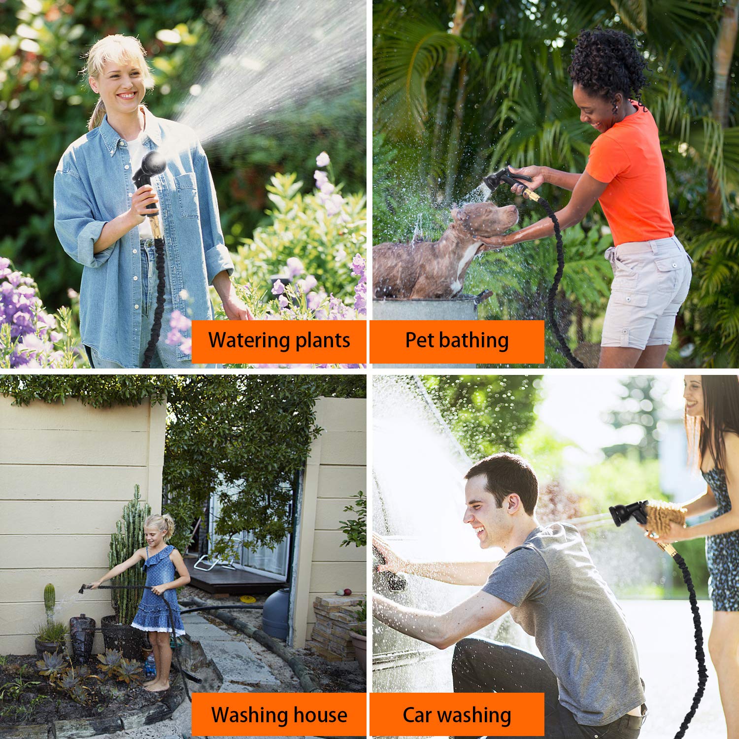 JAMIEWIN Garden Hose Pipe 100FT Upgraded Extendable Water Hose Pipes