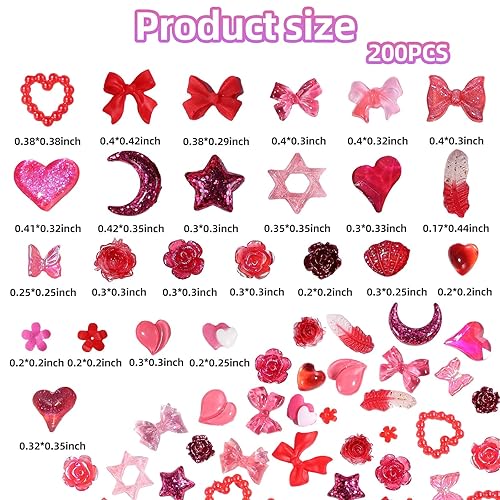 Miniatura 2 de 200 dijes de uñas con lazos 3D surtidos para uñas, variedad de colores, bonitos dijes de arte de uñas para manicura, manualidades, accesorios,