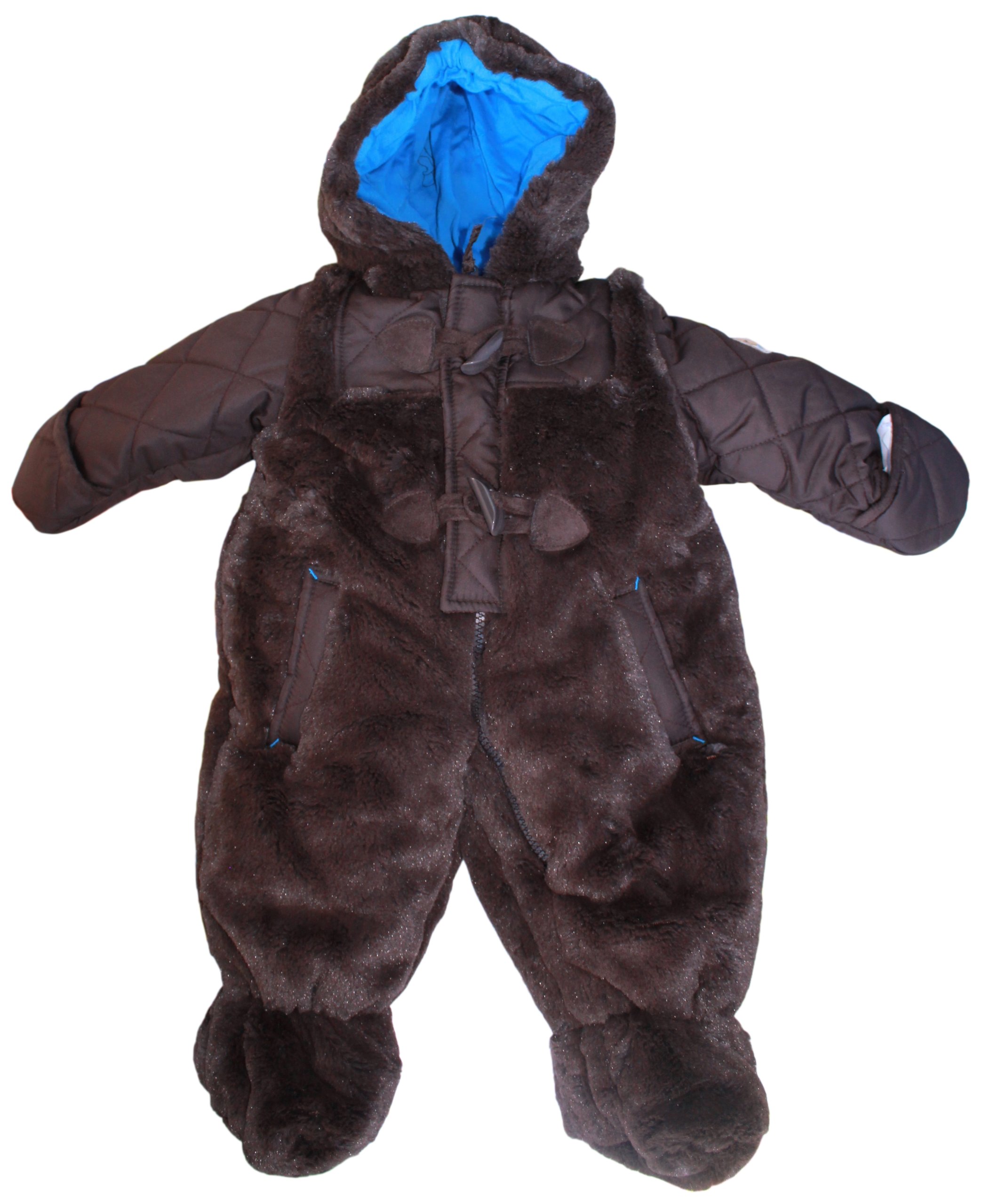 Rothschild Baby Boys Newborn Infant Toggle Front Teddy Pram - (Cocoa, 12 Months)