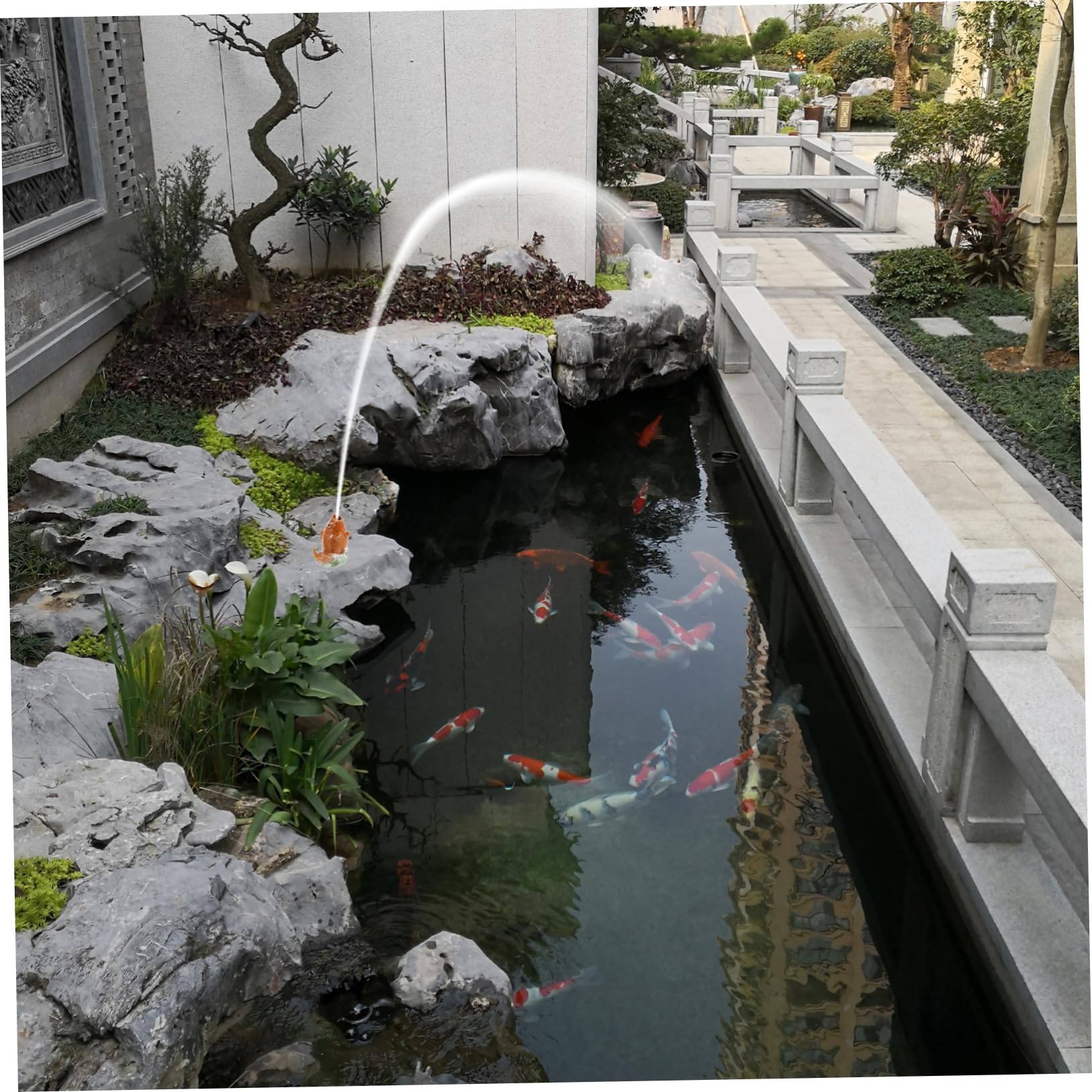 ifundom Statua di Carpa in Ceramica 2 Pezzi per Giardino Esterno