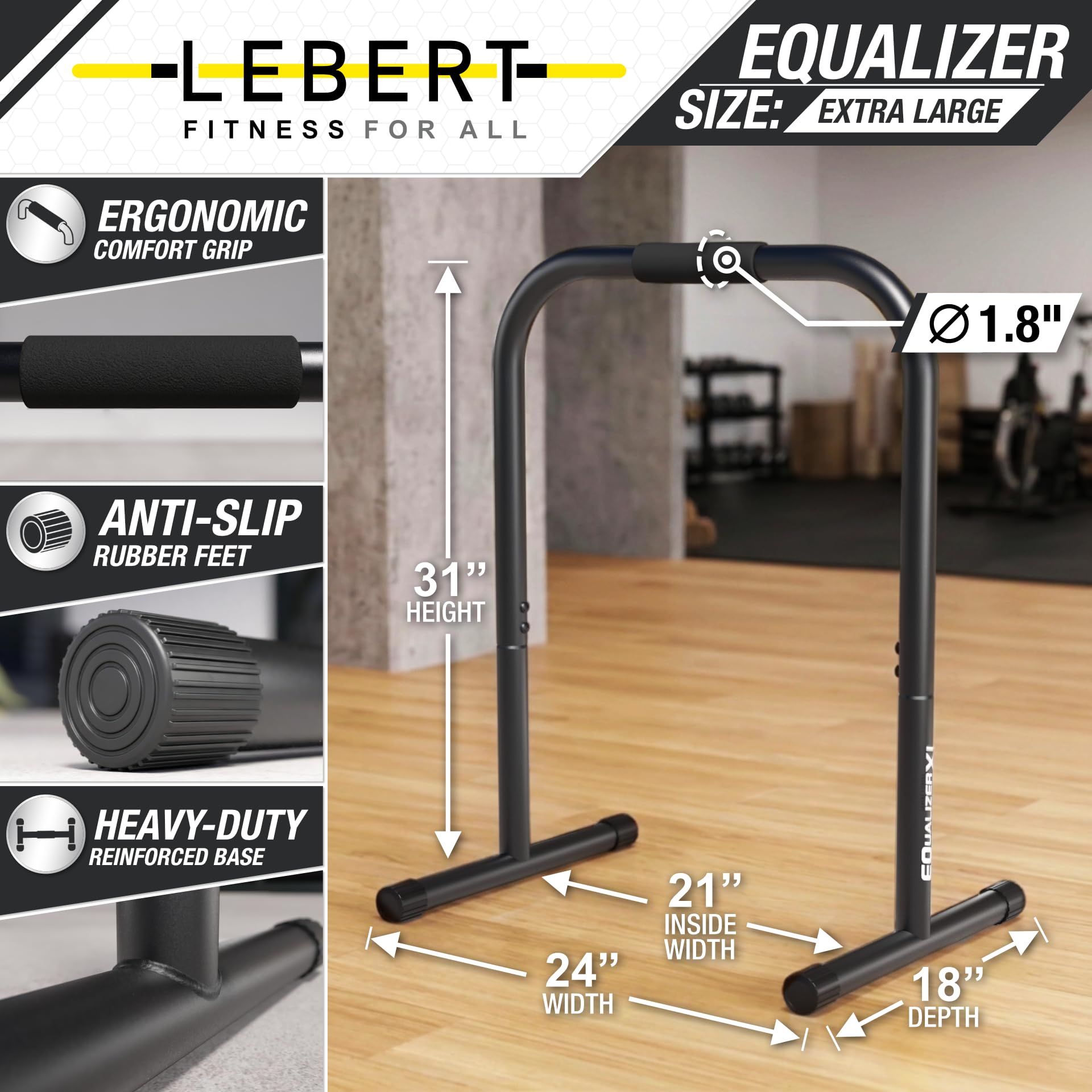 Lebert EQualizer – Portable Dip Station XL Black, Dip Stands