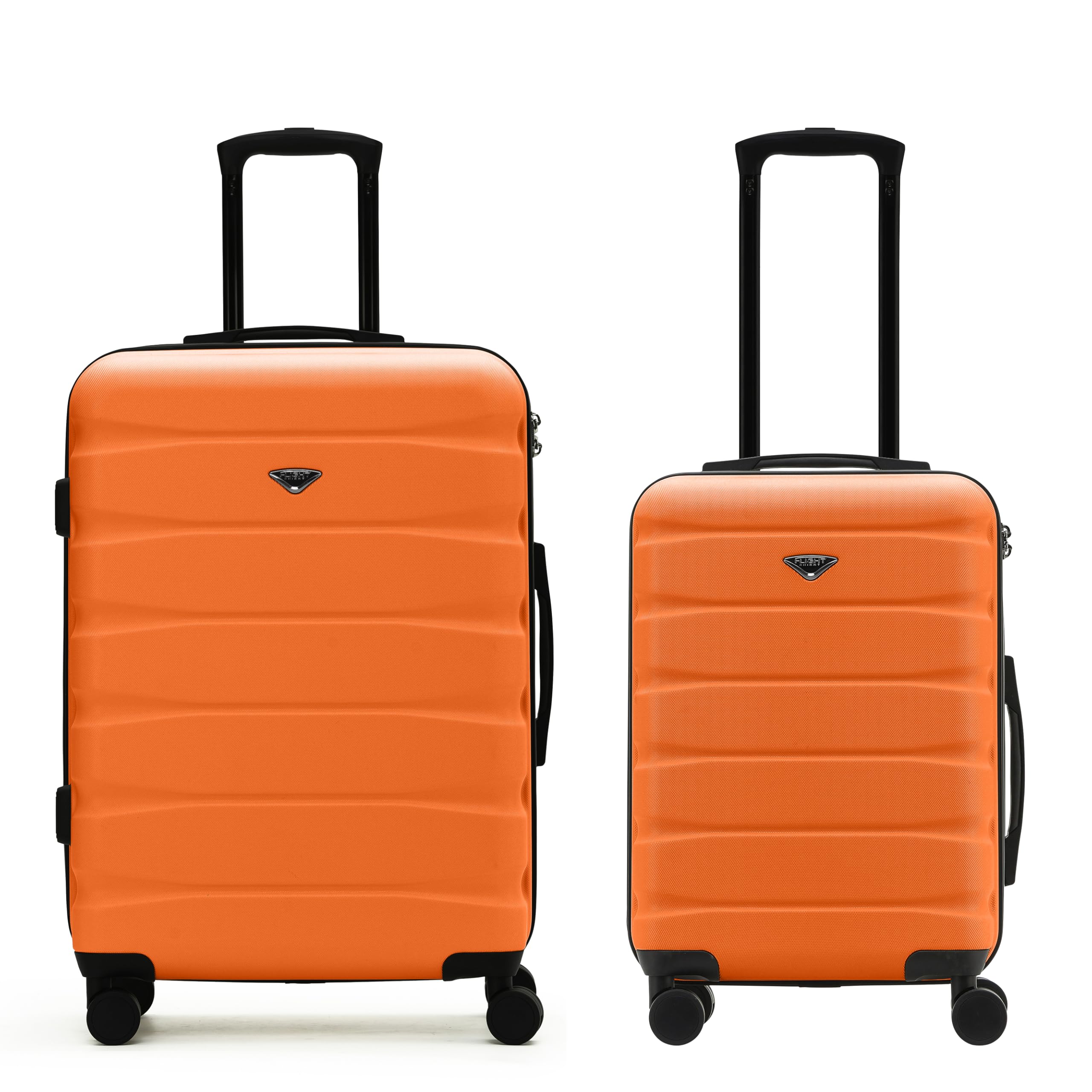 Flight Knight Luggage Sets - Carry-On & Medium 27" Checked Hardside Suitcase TSA Lock Silent Double Spinner Wheels - 22x14x9 Maximum Carry On Bag Size For American & United Approved Airlines