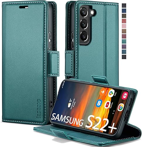Miniatura 8 de Funda tipo cartera para Samsung Galaxy S22 5G con tarjetero y función atril, bloqueo magnético RFID, funda de piel con tapa para Galaxy S22 5G de