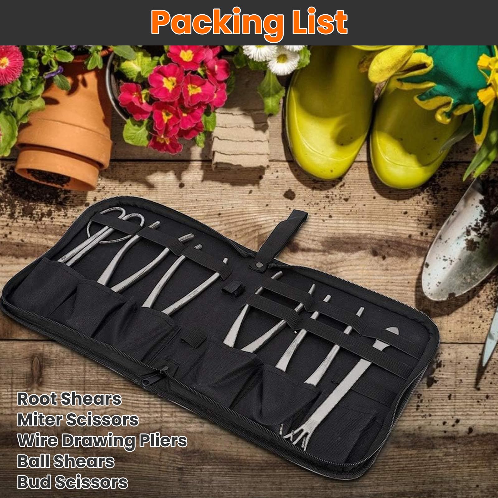 Juego de Herramientas for Bonsái, 6 Piezas Kit de Herramientas for Principiantes de Interior for Árboles Suculentos de Jardinería, Herramienta de Corte de Recorte de Acero Inoxidable con Bolsa de Alma