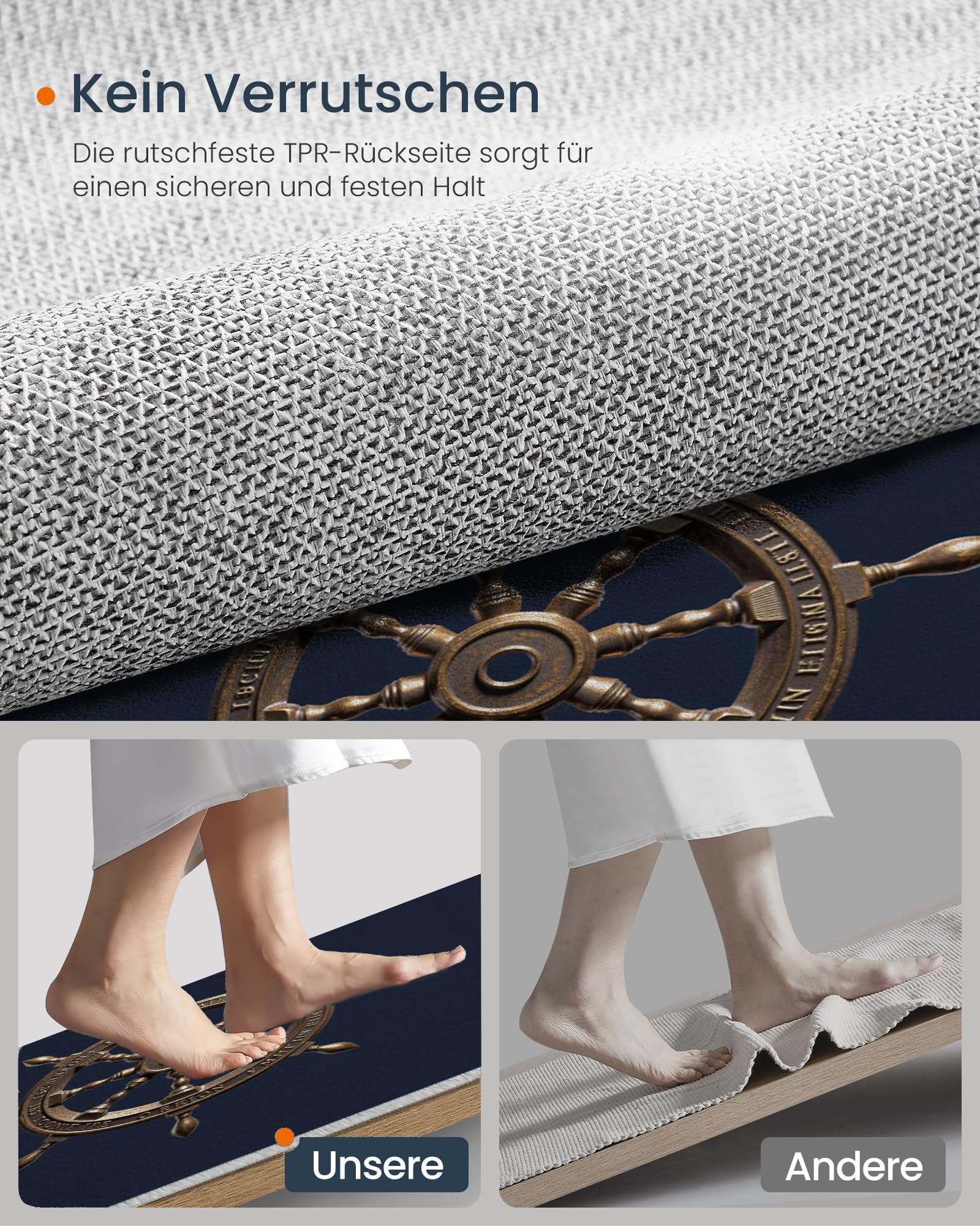 Tappeto Diagramma Del Timone Della Nave Classica Ingresso Interno, Zerbino Tappeti Stile Nautico Classico 80 X 120 Cm Antiscivolo Lavabile In Lavatrice Bronzo Camera Da Letto Entrata Scendiletto
