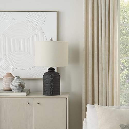 Miniatura 5 de Nourison Home - Lámpara de mesa negra con textura de panal de abeja de 24 pulgadas para mesita de noche, sala de estar, comedor, entrada