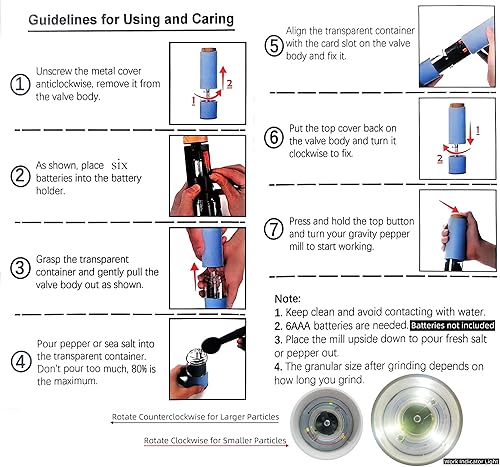 Miniatura 7 de Juego de molinillo eléctrico de sal y pimienta, molinillo de pimienta recargable con luces LED, grosor ajustable, operación con una mano, fuente de