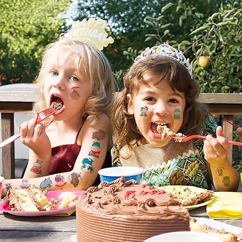 Miniatura 5 de 101 calcomanías temporales de hipopótamo hipopótamo con temática temática de fiesta de cumpleaños, suministros de decoración, lindos y divertidos