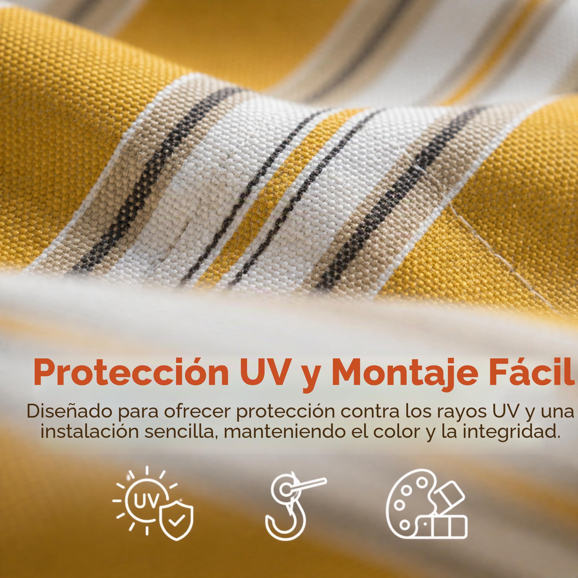 Toldo Vertical Exterior 145 x 290 cm, Cortina Exterior para Terraza y Balcón con Anillas, Protección Solar, Sombra y Privacidad, Diseño a Rayas para Jardín Patio Porche,Amarillo