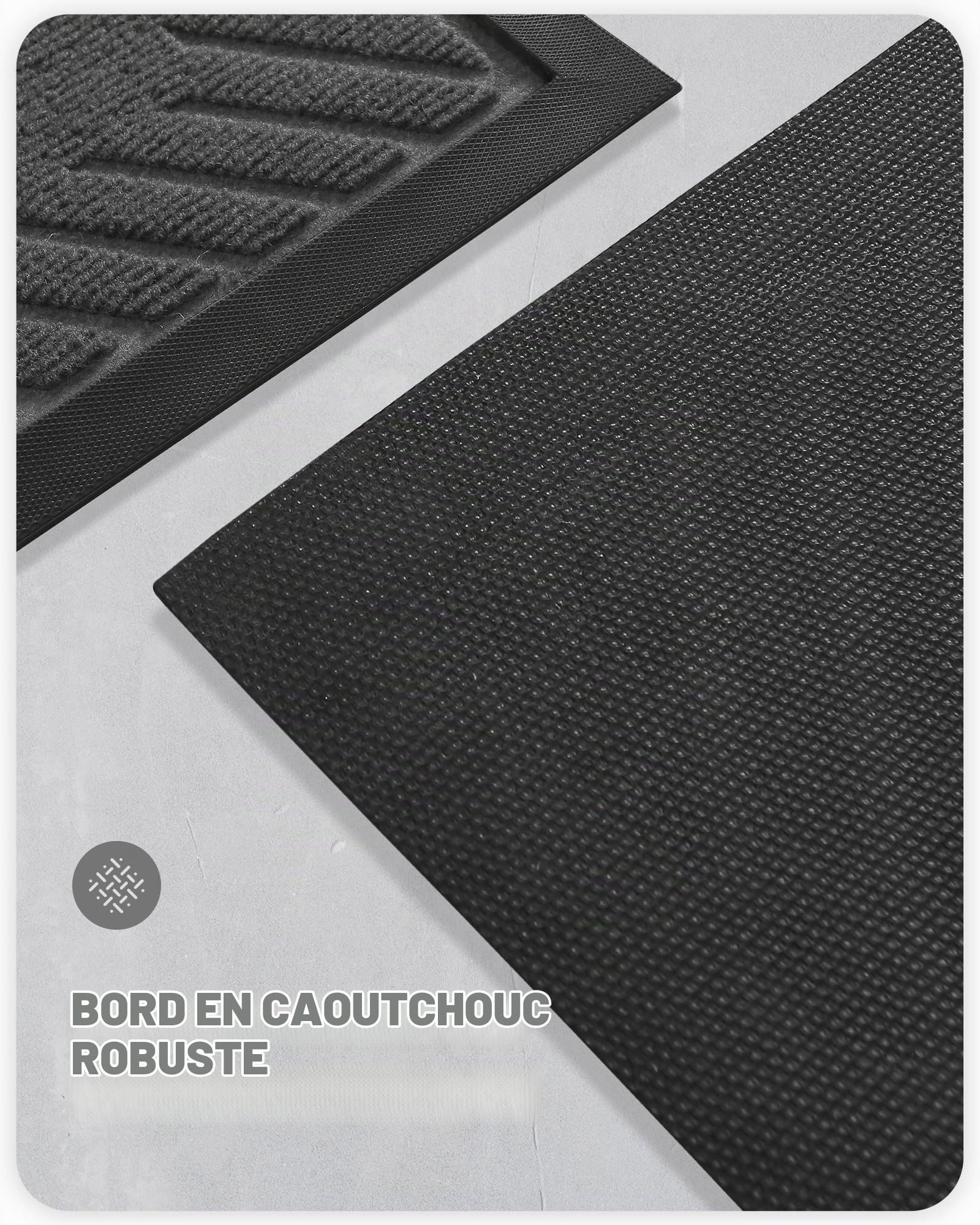 COLOR&GEOMETRY Accueillir Paillasson Extérieur, Tapis Entrée Extérieur Anti Poussière, Tapis de Porte Imperméable pour Entrée, Chambre, Balcon, Jardin （Gris Foncé, 90x150cm）
