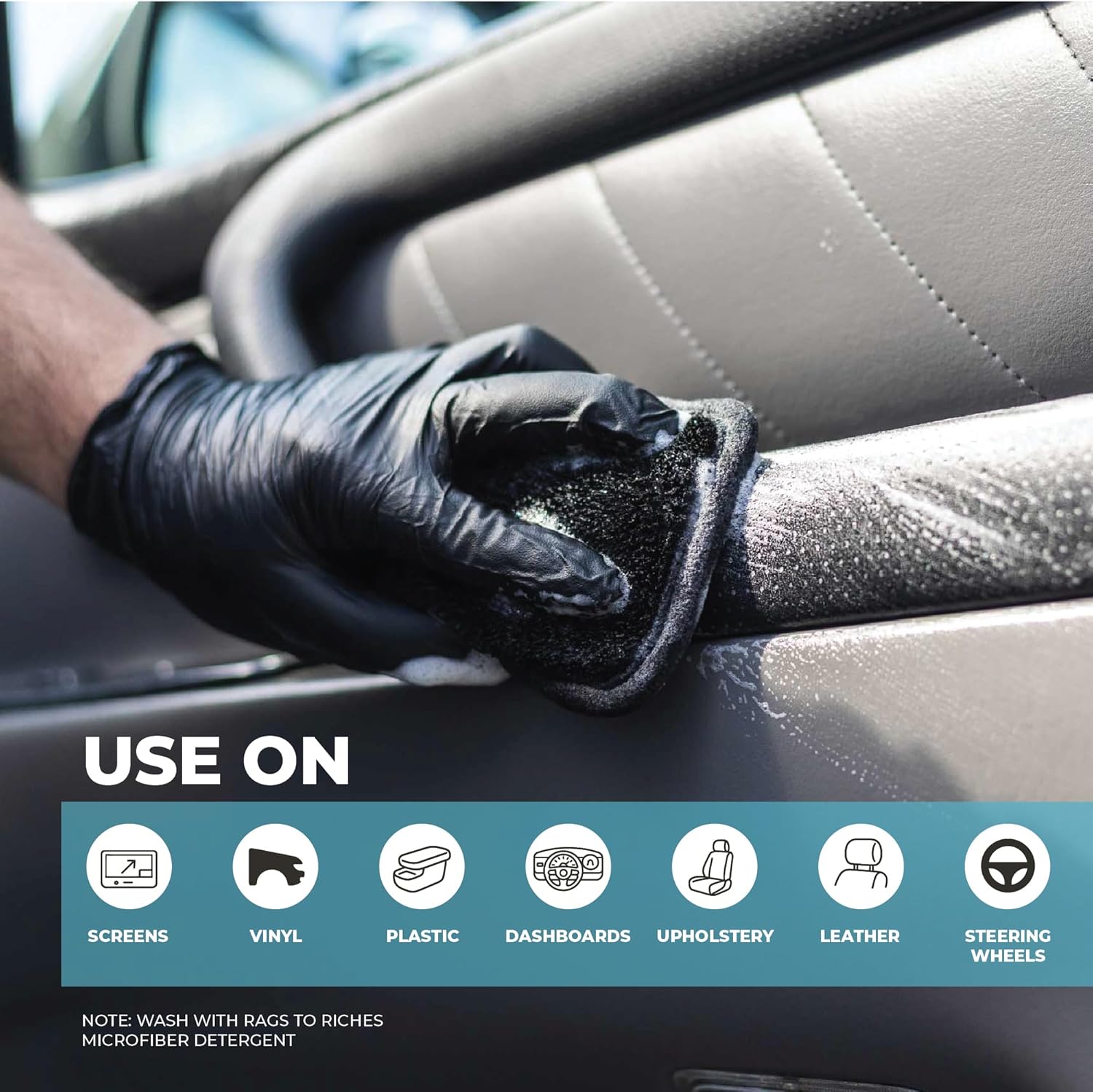 The Rag Company - Interior Scrubber - Soft Microfiber Pad Safe for All Automotive Interior Surfaces; Deep Cleaning with Scratchless and Streak-Free Finish - 4 Pk - Image 7