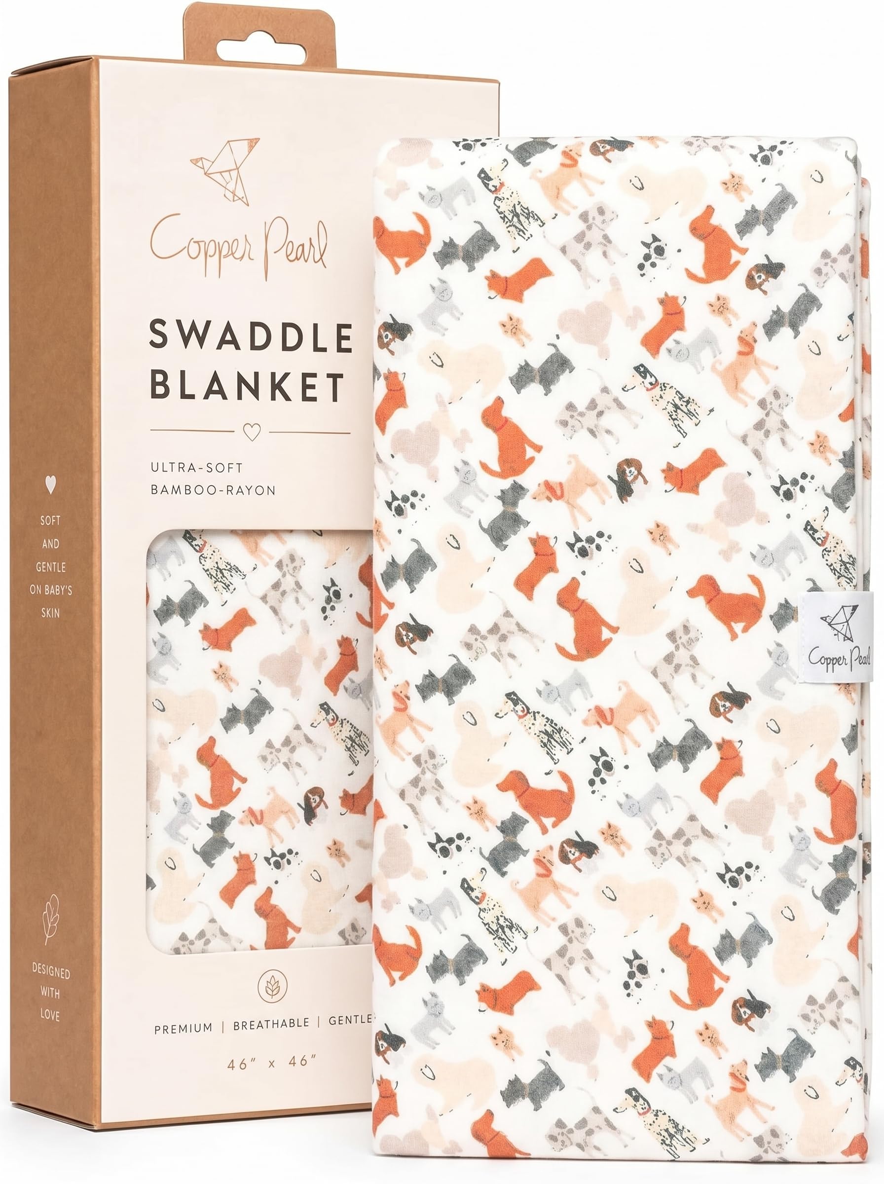 Copper Pearl Swaddle Blankets for Newborns | Soft Stretchy Receiving Blankets for Boys and Girls | Large 46 x 46 Inch Baby Blankets | Lightweight and Breathable Swaddles | Rufus