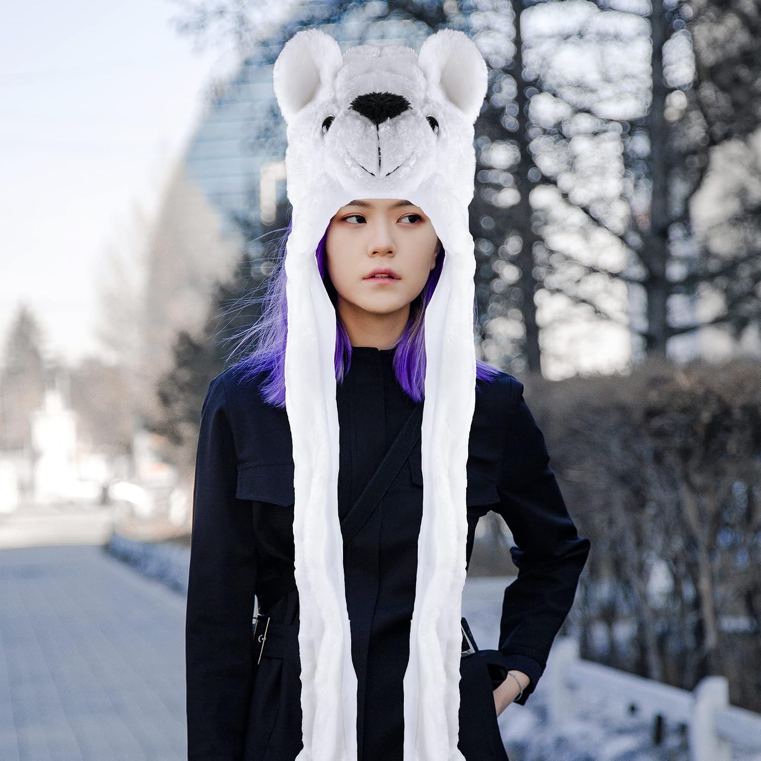Super Z Outlet Cute Plush Animal Hat Winter Warm Winter Fashion Clothing Accessories (Polar Bear) White image 4