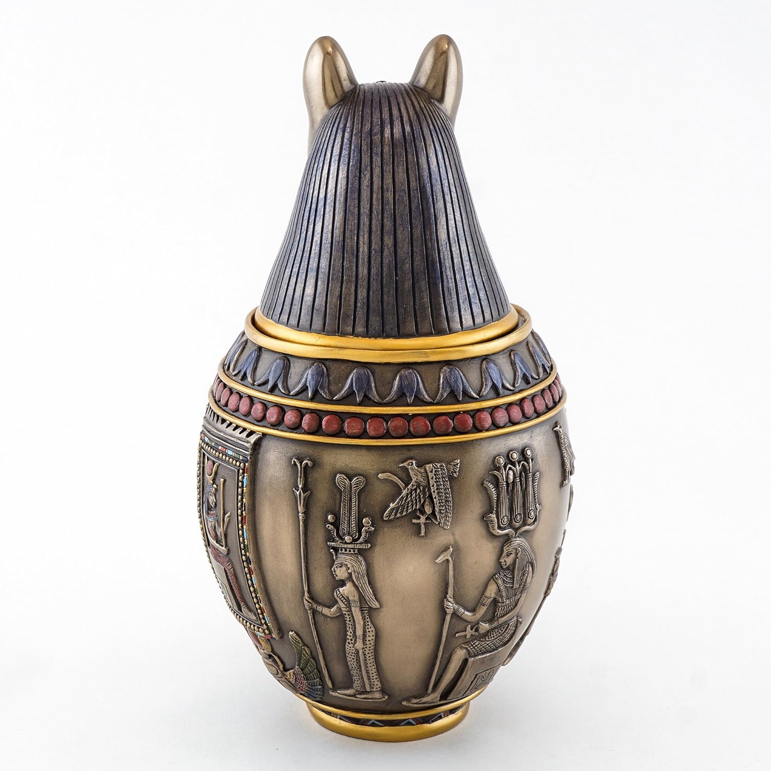 Cheapest 🛒 Top Collection Ancient Egyptian Replica Canopic Jar - Decorative Anubis Canopic Jar in Premium Cold-Cast Bronze with Color Accents - 10-Inch Collectible Ancient Egyptian Figurine