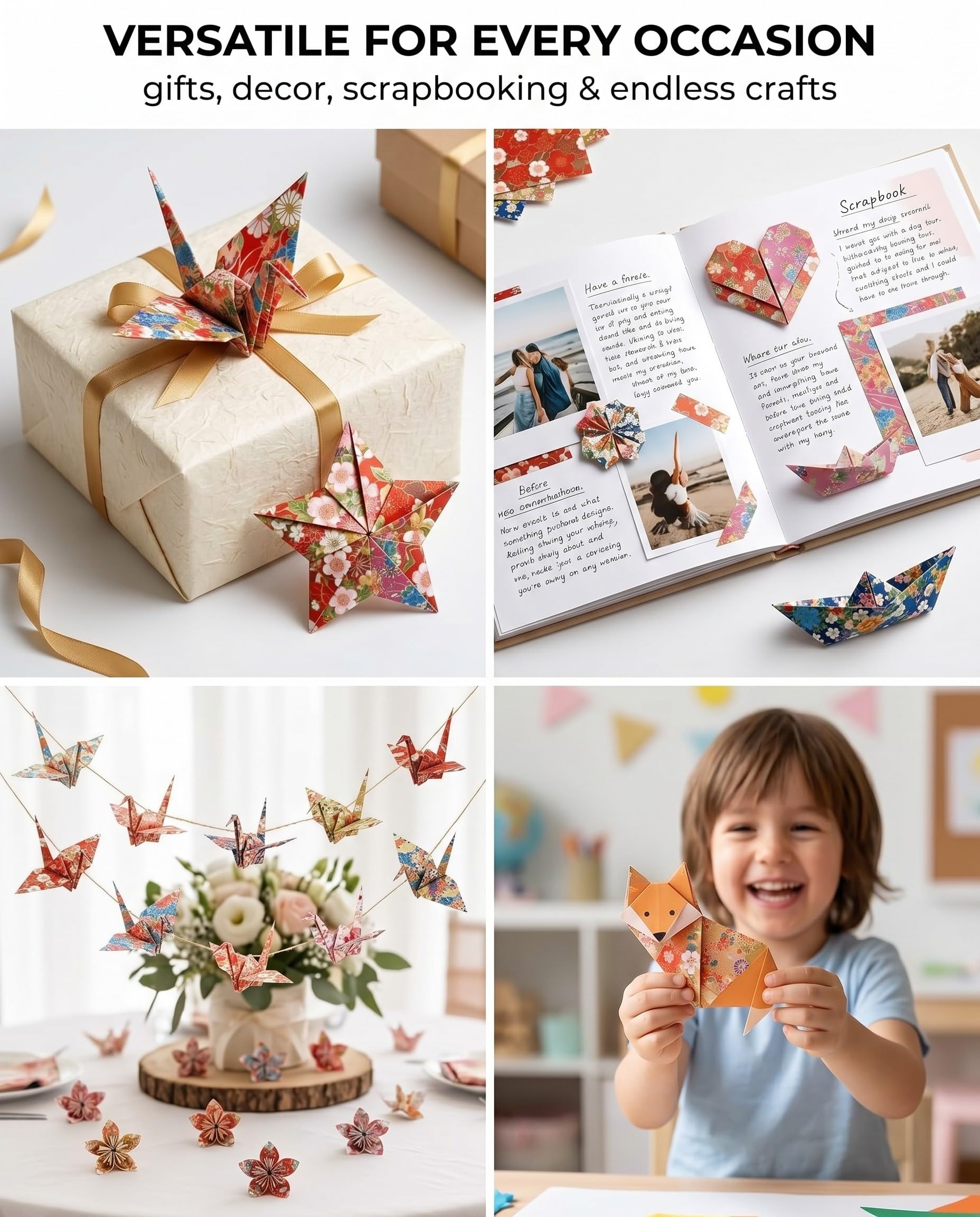 Papel Origami 15x15 cm 60 Hojas Papel Japones Tradicional con Diseños Florales y Doble Cara,origami para niños, para Manualidades y Decoración Papel de Origami de Alta Calidad