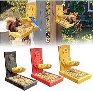 Proud Man Squirrel Feeder,Bird Feeder Squirrel Corn Cob Feeder,Squirrel Bird Feeder with Peanut Tray, Squirrel Corn Feeder, Funny Bied Feeders for Outside,Squirrel Supplies (3PC)