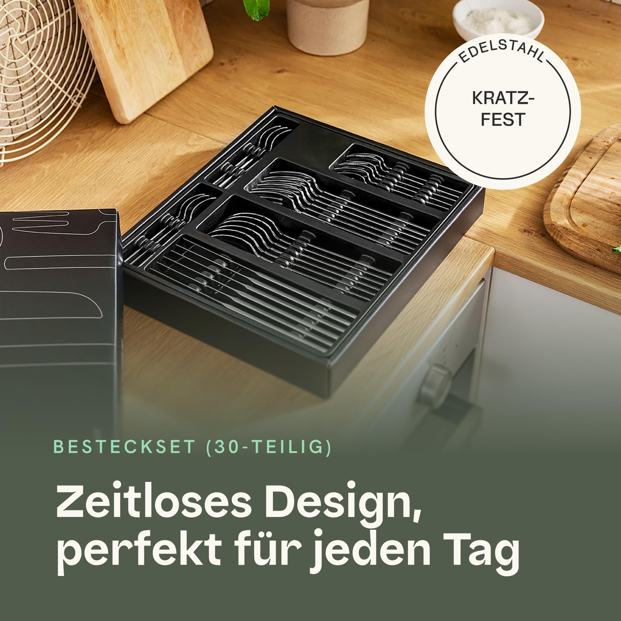BergHOFF Home Besteck Set für 6 Personen - Besteckset 30tlg. aus Edelstahl – Geschirrset spülmaschinenfest – Essservice Set