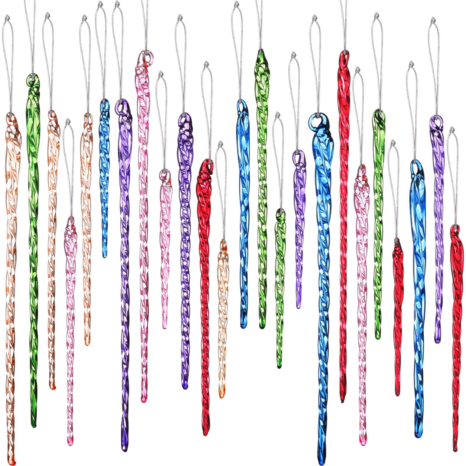 Boao Glass Icicle 3.5-7.8 Inch Twisted Glass Icicle Christmas Ornaments Hanging Decorations(Multicolor,54 Pcs) — image 1