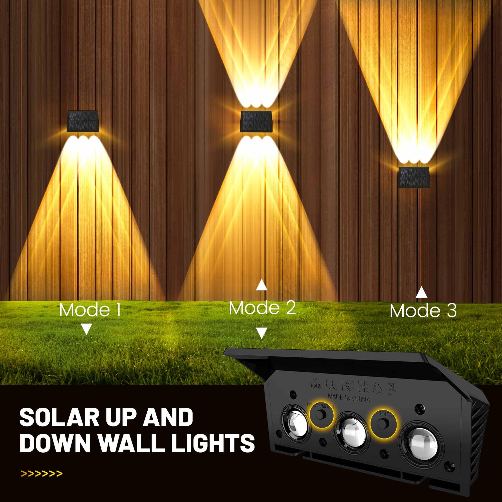Delaiglow Solar Wall Lights Outdoor, Up and Down Fence Lights - Image 4