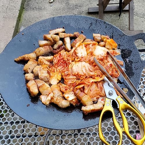 Miniatura 3 de Sartén coreana para barbacoa de 13 pulgadas, plancha de hierro fundido para uso en interiores y exteriores